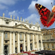 John Paul II flits above Vatican City hours after leaving his chrysalis (below).